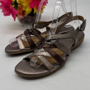 Naturalizer Metallic Brown and Dark Brown Strappy Sandals Size 8N